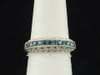 Ladies 10K White Gold Blue & White Diamond Engagement Ring Wedding Band .54 Ct.