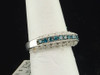 Ladies 10K White Gold Blue & White Diamond Engagement Ring Wedding Band .54 Ct.