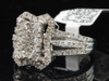 Diamond Rectangle Engagement Ring 14K White Gold Princess & Round Cut 1 Ct
