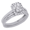 10K White Gold Diamond 3 Piece Rectangle Halo Engagement Ring Bridal Set 1/2 Ct