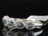 Ladies 10K White Gold Blue Diamond Engagement Ring Designer 5-Stone Wedding Band