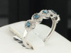 Ladies 10K White Gold Blue Diamond Engagement Ring Designer 5-Stone Wedding Band
