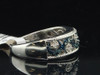 10k White Gold Blue Round Diamond Wedding Fashion Band Anniversary Ring 1/4 Ct.