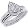 Diamond Engagement Wedding Ring 10K White Gold 3 Piece Pave Bridal Set 1/5 Ct.