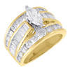 Diamond Solitaire Engagement Ring Ladies 14K Yellow Gold Marquise Design 3 Tcw.