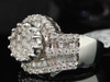 Diamond Cluster Engagement Ring 14K White Gold Round & Baguette Cut 1 Ct