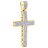 10K Yellow Gold Genuine Diamond Cross Domed Pendant 1.75" Pave Charm 3/4 CT.