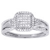 Diamond Square Engagement Ladies 10k White Gold Round Cut Wedding Ring 0.15 Ct.