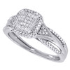 Diamond Square Engagement Ladies 10k White Gold Round Cut Wedding Ring 0.15 Ct.