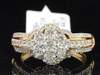 Diamond Flower Engagement Ring w/ Enhancer 14K Yellow Gold Round Cut 1.04 Ct