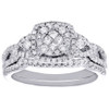 Princess Diamond Wedding Bridal Set 14K White Gold Halo Engagement Ring 0.75 Ct