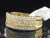 Ladies 10K Yellow Gold White Designer Diamond Engagement Ring Wedding Band 3/4ct