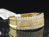 Ladies 10K Yellow Gold White Designer Diamond Engagement Ring Wedding Band 3/4ct