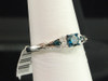 Ladies 10K White Gold Blue & White Diamond Engagement Ring Solitaire Bridal Set