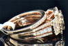 Ladies 14K Rose Gold Round Brown Diamond Halo Cluster Engagement Ring Bridal Set