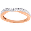 10K Rose Gold Genuine Round Diamond Contour Wedding Band Curved Ring 0.25 Ct.