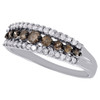 10K White Gold Brown Round Diamond Wedding Band 3 Row Anniversary Ring 0.50 CT.