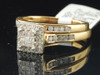 Diamond Engagement Ring Yellow Gold Princess Cut Halo Wedding Bridal Set .50 Ct.