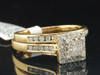 Diamond Engagement Ring Yellow Gold Princess Cut Halo Wedding Bridal Set .50 Ct.