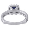 925 Sterling Silver Created Blue Sapphire & Diamond Halo Engagement Ring 0.03 Ct