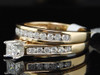 Ladies 14K Yellow Gold Princess Cut Diamond Enagement Ring Bridal Wedding Set