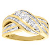 10K Yellow Gold Baguette Diamond Crossover Band Ribbon Cocktail Ring 1/2 Ct.