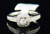 Round Solitaire Diamond Engagement Ring w Halo 14K White Gold Prong Set 0.51 Ct