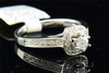 Round Solitaire Diamond Engagement Ring w Halo 14K White Gold Prong Set 0.51 Ct