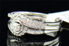 Diamond Solitaire Bridal Set Ladies 10K White Gold Engagement Ring Wedding Band