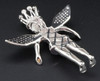 Diamond Mini Angel Crown Pendant Sterling Silver Pave Charm 0.25 Ct. w/ Chain