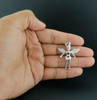 Diamond Mini Angel Crown Pendant Sterling Silver Pave Charm 0.25 Ct. w/ Chain