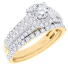 Solitaire Diamond Bridal Set Round Cut Engagement Ring 14K Yellow Gold 0.97 Ct.