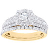 Solitaire Diamond Bridal Set Round Cut Engagement Ring 14K Yellow Gold 0.97 Ct.