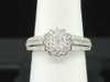 Ladies 10K White Gold Flower Set Halo Diamond Engagement Ring Bridal Set 0.96 Ct