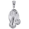 Mens Diamond Praying Hands Pendant .925 Sterling Silver Mini Charm 0.38 Ct.