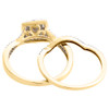 10K Yellow Gold Diamond Bridal Set Square Engagement Ring + Wedding Band 0.50 CT