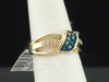 Ladies 10K Yellow Gold Blue Diamond Engagement Ring Wedding Band 0.20 Ct.