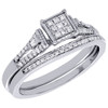 10K White Gold Genuine Diamond Wedding Bridal Set Ring Contour Band 0.21 Ct.