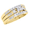 10K Yellow Gold Princess Cut Diamond Wedding Ring Band 3 Piece Bridal Set .60 ct