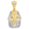 10K Yellow Gold Diamond Egyptian Pharaoh King Tut Pendant 1.70" Charm 1.50 ct.