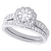 14K White Gold Diamond Bridal Set Halo Engagement Ring + Wedding Band 0.49 CT.