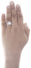 14K White Gold Diamond Bridal Set Halo Engagement Ring + Wedding Band 0.49 CT.