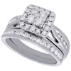 10K White Gold Round Diamond Wedding Bridal Set Halo Ring Channel Set Band 1 Ct.