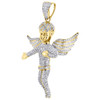 Diamond Angel Pendant 10K Yellow Gold Fully Iced Pave Charm 2.15 CT.