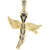 Diamond Angel Pendant 10K Yellow Gold Fully Iced Pave Charm 2.15 CT.