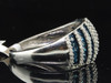 Ladies 10K White Gold Blue Diamond Engagement Ring Domed Wedding Band Bridal Set