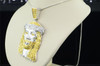 Yellow Diamond Jesus Face Pendant Sterling Silver White Finish Charm 0.55 Ctw.