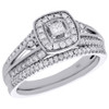 10K White Gold Princess Solitaire Diamond Halo Engagement Ring Bridal Set 1/2 Ct