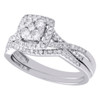 10K White Gold Diamond Bridal Set Square Engagement Ring + Wedding Band 0.50 CT.