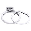 10K White Gold Diamond Bridal Set Square Engagement Ring + Wedding Band 0.50 CT.